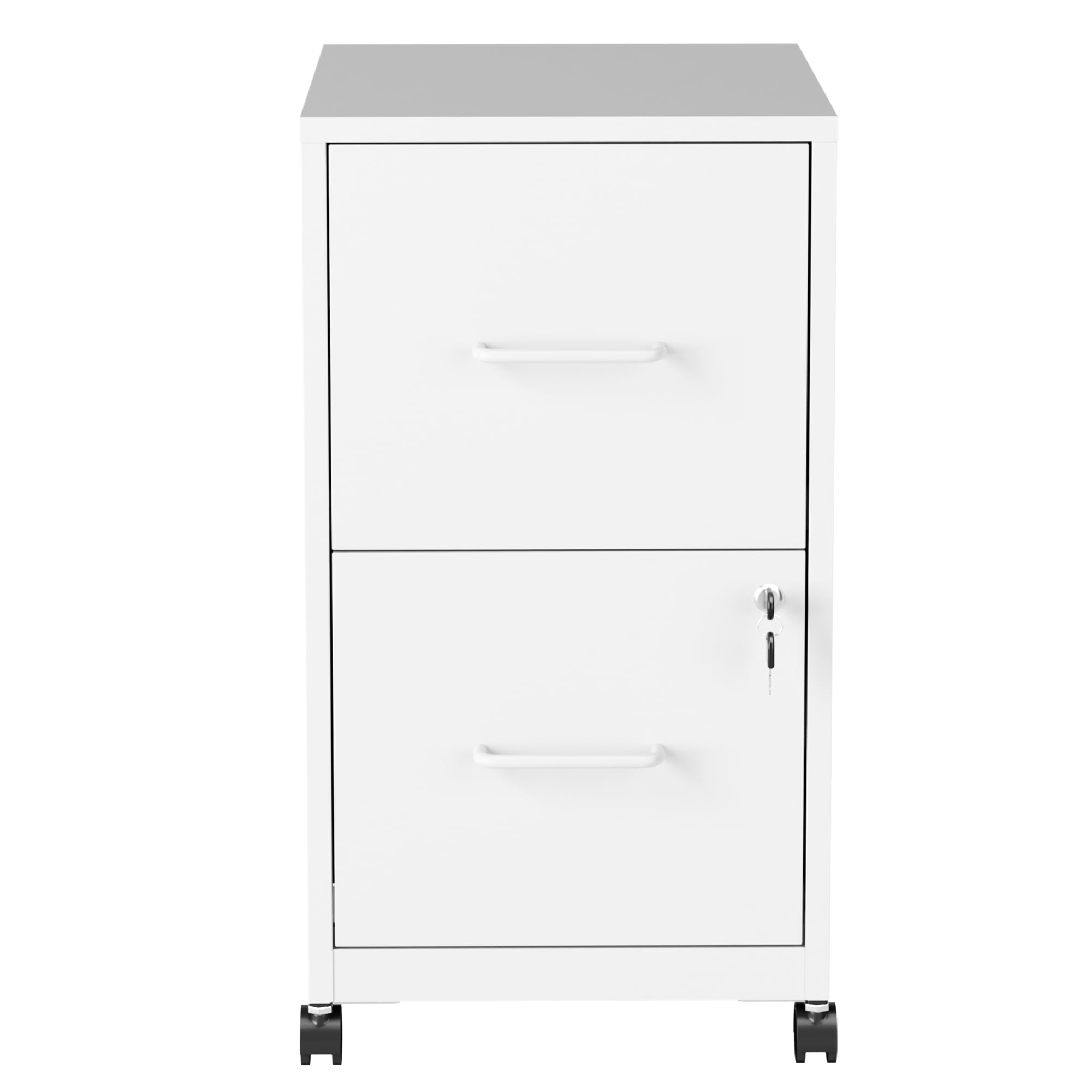 2 Drawer Lockable Metal File Cabinet With Wheel, Vertical Under Desk Steel Filing Cabinet with Wall Anti-Tip Kit, Heavy Duty Office Storage Cabinet for Letter/Legal Size Files, Black