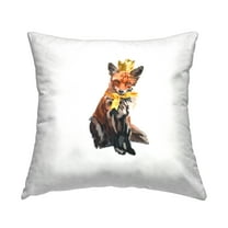 Stupell Industries Royal Fox in Crown Decorative Printed Throw Pillow, 18 x 18