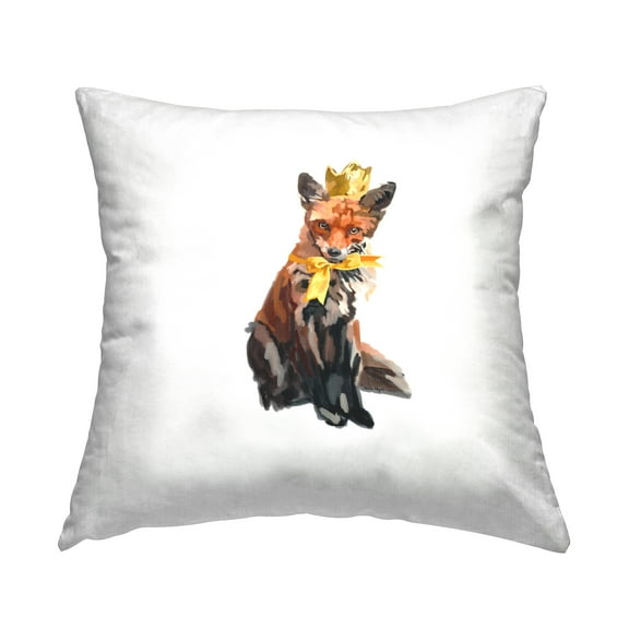 Stupell Industries Royal Fox in Crown Decorative Printed Throw Pillow, 18 x 18