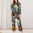 thumbnail image 2 of Fuzoiu Sunflower Field Spotted Dog Print Women's Long-Sleeved Pajama,Lounge Button Down Nightwear,Womens Notch Collar Pajama Set-Medium, 2 of 7