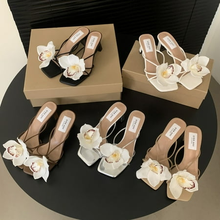 

Shoes Low Ladies Slippers Rome Rubber Fabric Slides Hoof Heels Shoes Woman 2024 Low Slipper Slides Fabric Rubber Rome Hoof