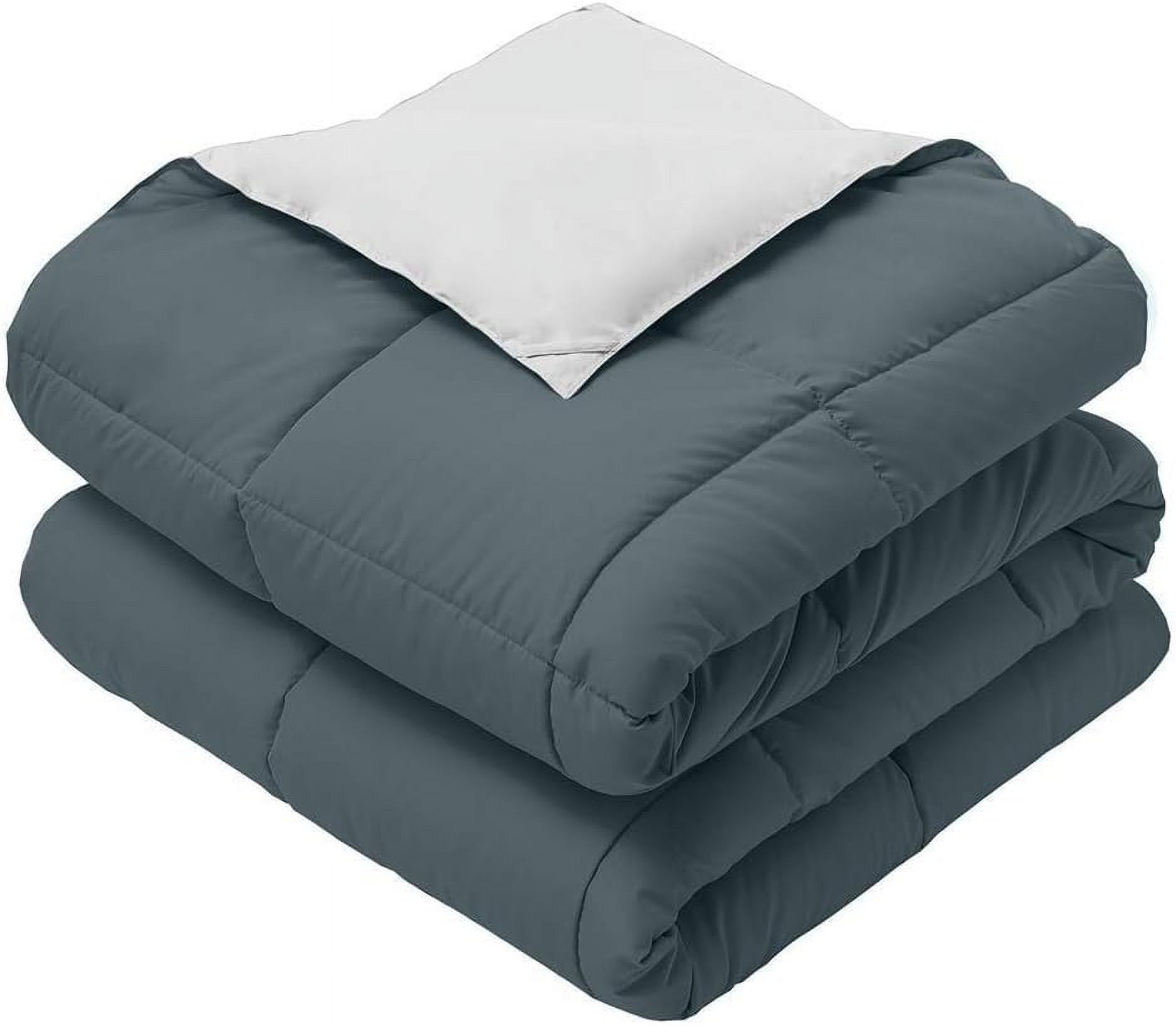 Sheetsnthings Reversible Down Alternative Comforter, Medium Warmth (28-Ounces of Fill) Twin-Twin XL Size Blanket, Navy-Grey