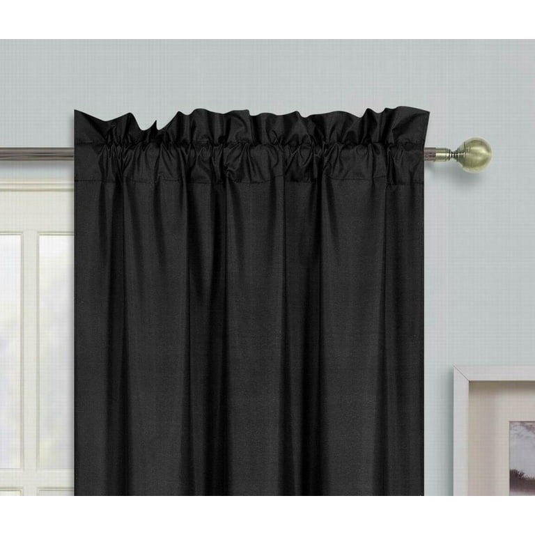2 Panels Black Solid Matte Color Light Filtering With Rod Pocket 100 Privacy Window Blackout Curtain Treatment 37 Inch Wide X 95 Length Each Panel R64 Com