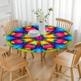thumbnail image 3 of Tie Dye Vivid Petal Mandala Pattern Round Fitted Tablecloth with Elastic Edge,Dining Table Cover Waterproof,Outdoor Round Tablecloth for Camping,Dining,Indoor and Outdoor, 3 of 7