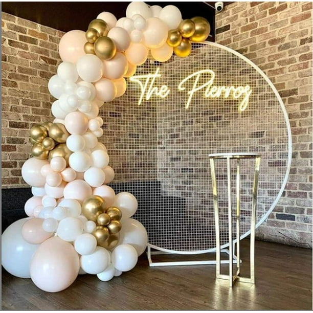 White Gold Arch Garland Kit - 124Pcs Chrome Gold White and Double Skin with  White Balloons for Wedding Birthday Baby Shower Graduation Anniversary  Bachelorette Party Background Decorations 