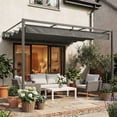 thumbnail image 2 of Outsunny Auvent Rétractable de Pergola 10'x10 Pieds Pergola Murale, Gris Foncé, 2 of 10