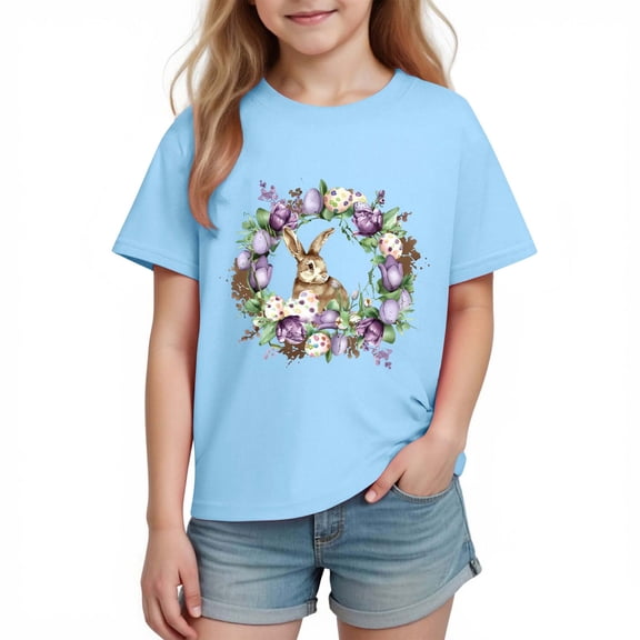 Auroural Girls Short Sleeve Shirts Size 8-10 Short Sleeve Shirts for Girls Boys Girls Easter Shirts Tshirt Short Sleeve Top Funny Graphic Tshirts 3-14 Years