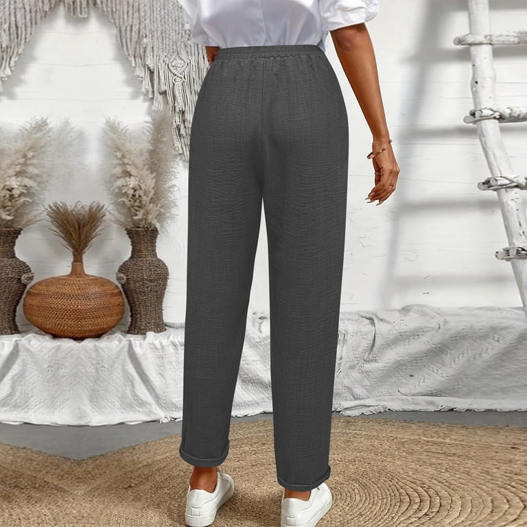 ankle length dress pants womens Women's Z Supply White Cotton Plaza Airy Gauze Ankle Pants | Size: L