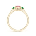 thumbnail image 2 of ANGARA Lab Grown Pink Diamond Three Stone Ring for Women in 14K Yellow Gold (Size-5mm| Clarity-VS) | April Birthstone, Anniversary, Jewelry Gift for Women | Lab-Grown Pink Diamond Ring, 2 of 7