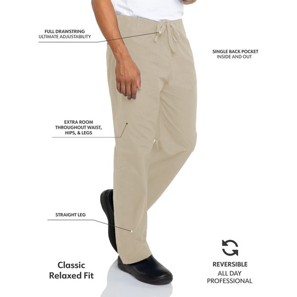 Landau Comfort Stretch One-Pocket Reversible Drawstring Scrub Pant, Sandstone, Large Tall