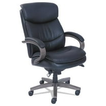 La-Z-Boy Woodbury High-Back Executive Chair, Supports Up to 300 lb, 20.25" to 23.25" Seat Height, Black Seat/Back, Weathered Gray Base