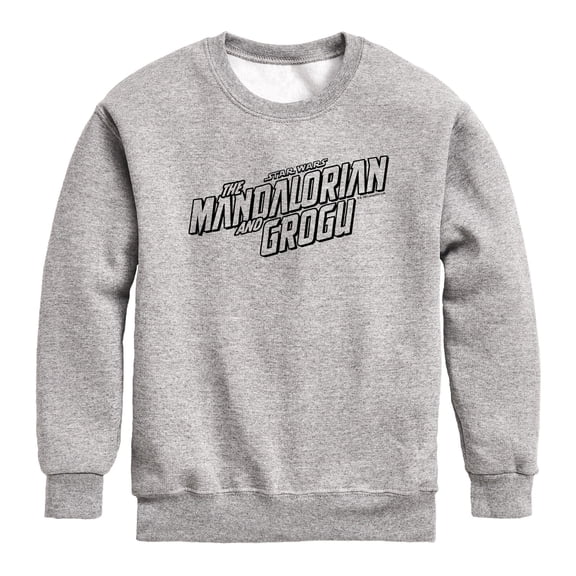 The Mandalorian And Grogu - Black Movie Logo - Youth Boys Crew Fleece Sweatshirt