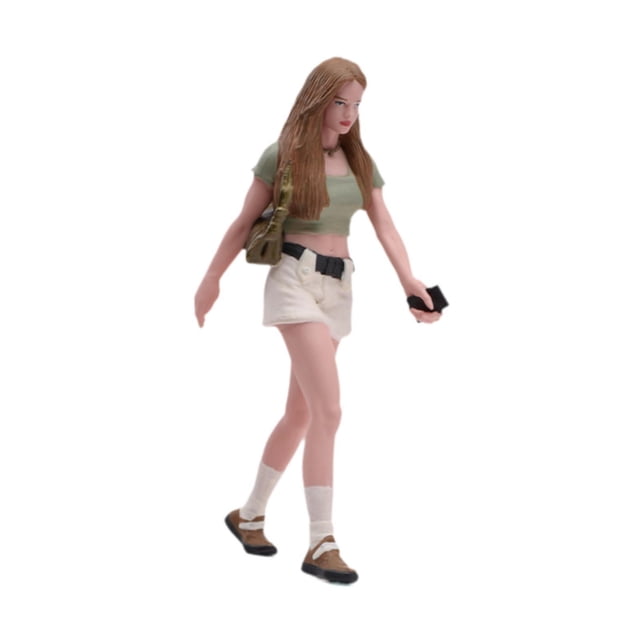 Figura a escala 1/24 pintada a mano de una niña caminando con cabello largo. Colección de decoración de trenes y ferrocarriles. Proyectos de bricolaje