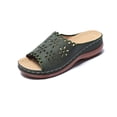 thumbnail image 6 of Women Wedge Sandals Platform Open Toe Strappy Wide Fit Shoes Womens Comfort Ladies Summer Non Slip Walking Shoes Casual Slippers Army Green 7.5, 6 of 7