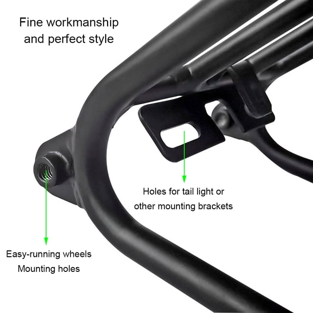 Mi.xim Foldable Bike Aluminum Alloy Rear Shelf Bikes Back Cargo Rack with Wheels Carrier Holder Outdoor Replacement for Brompton Black