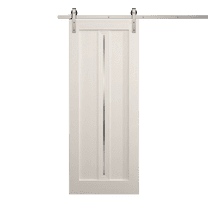 Modern Barn Door 30 x 80 inches | Ego 5014 Painted White Oak | 6.6FT Silver Rail Track Heavy Hardware Set | Solid Panel Interior Doors