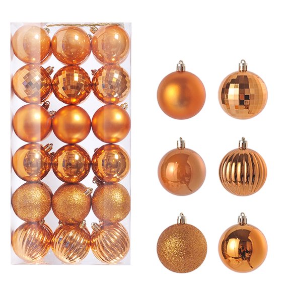 36 Pieces Christmas Ball Ornaments Christmas Decorations Tree Balls for Tree Ornaments Holiday Wedding Party Decoration Hooks 1.18 Inch (Orange)