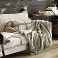 thumbnail image 1 of Inspired Home Bear Shaggy Artfully Shaded Knit Faux Fur Throw Blanket , 50"x60", White Lion, 1 of 5