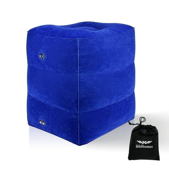 Inflatable Foot Rest Pillow, Adjustable 3 Layers Height Cushion - Blue