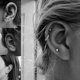 thumbnail image 4 of Pendientes de botón de plata de ley con aro pequeño para cartílago (3 pares), hipoalergénicos, con circonita cúbica de 3 mm y bola redonda de 10 mm/12 mm., 4 of 5