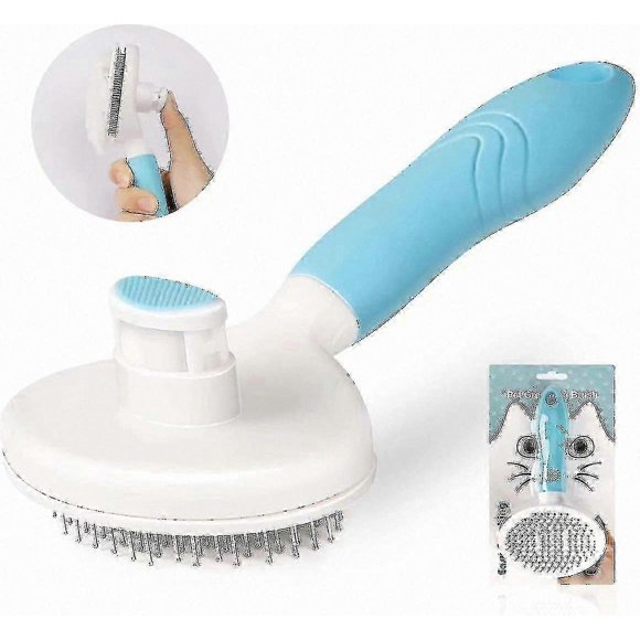 Pet Grooming Brush for Dogs and Cats, Self-Cleaning Tool Removes Loose Fur Effectively, Comfortable Handle for Easy Use