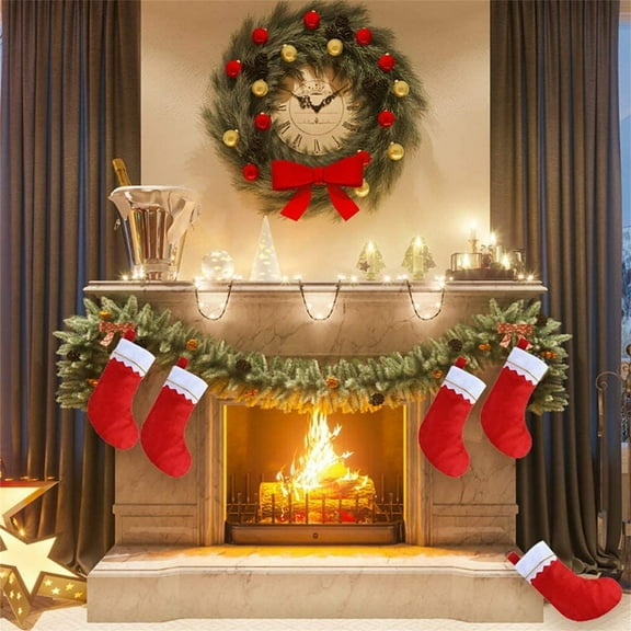 HomelyJoy 12 Pack Christmas Stockings Bulk, Large 15 Inch Felt Stockings with Gold Trim, Traditional Red White Santa Stockings for Fireplace Mantel Decor, Xmas Holiday Decorations