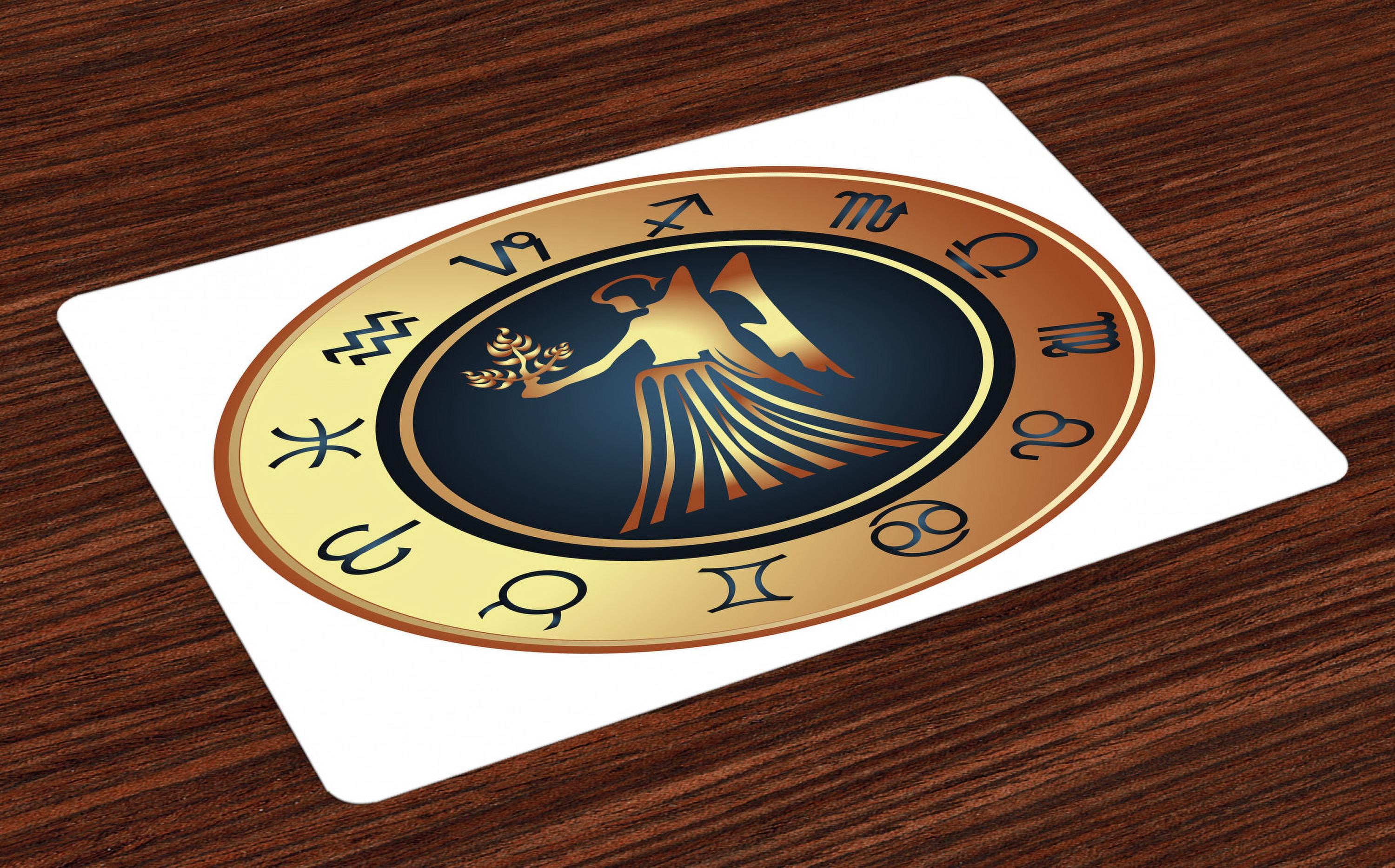 Zodiac Virgo Placemats Set of 4 Circle with Twelve Sign and Fantasy