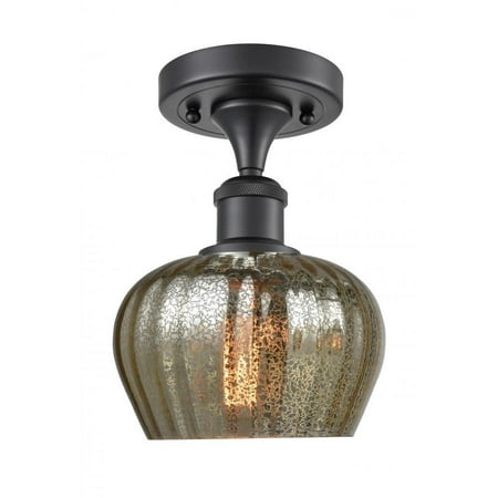 

516-1C-BK-G96-L-LED-Innovations Lighting-Large Fenton-3.5W 1 LED Semi-Flush Mount in Industrial Style-11 Inches Wide by 13 Inches High Matte Black