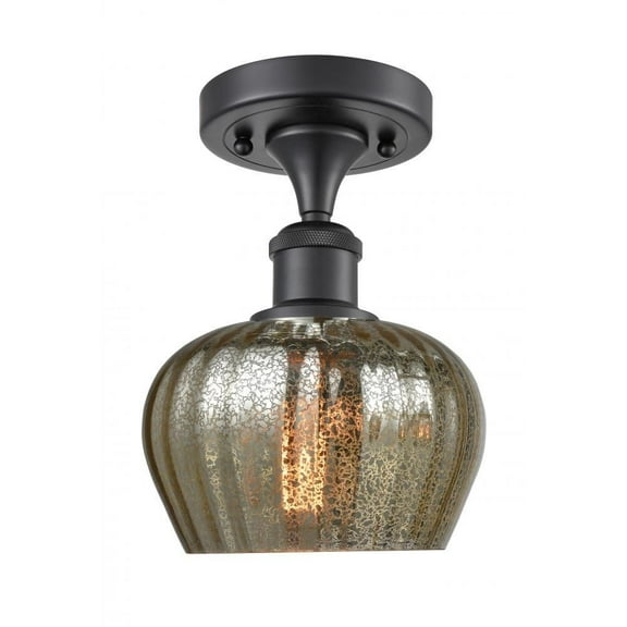 516-1C-BK-G96-L-LED-Innovations Lighting-Large Fenton-3.5W 1 LED Semi-Flush Mount in Industrial Style-11 Inches Wide by 13 Inches High Matte Black