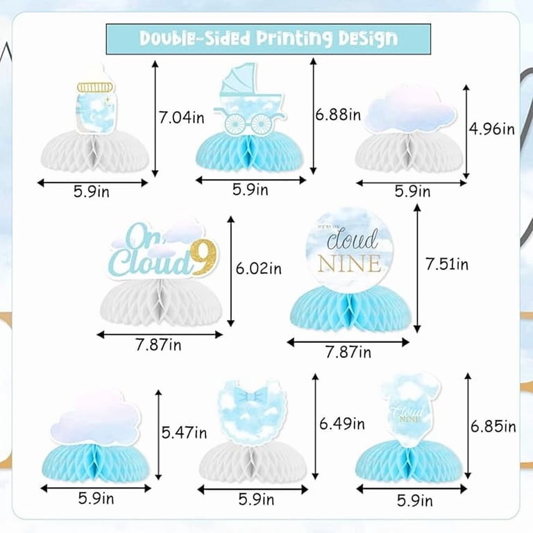 9 Pieces Gender Reveal Party Decoration Honeycomb Centerpiece Table Decoration Bear Decoration for Baby Shower Gender Announcement Party Accessories Reveal Party Decoration Table Attachments