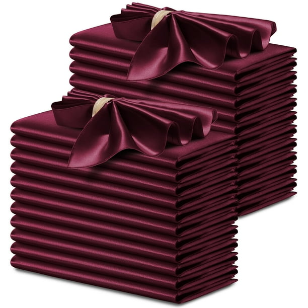 Servilletas de tela P Pothuiny Satin Burgundy 43 x 43 cm, 24 unidades