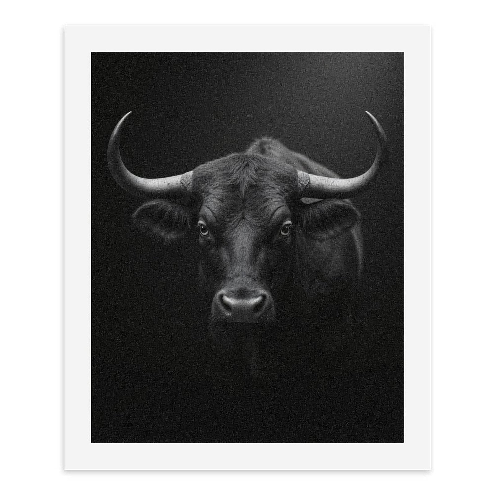 Paint By Numbers Kit for Adults Beginner - DIY Majestic Bull Monochrome Portrait Canvas Painting Kits for Adults, Frameless Paint By Number for Adults for Home Wall Decor 16x20 Inch