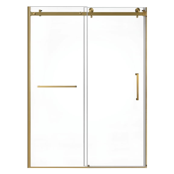 Kingston Brass Prato Frameless Sliding Shower Door, 60-Inch x 76-Inch, Right Handed, Brushed Brass Finish