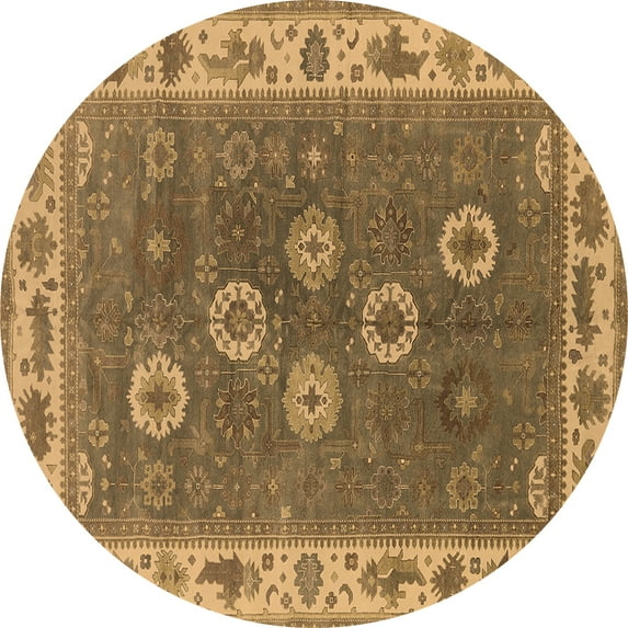 Ahgly Company Indoor Round Oriental Brown Traditional Area Rugs, 4' Round