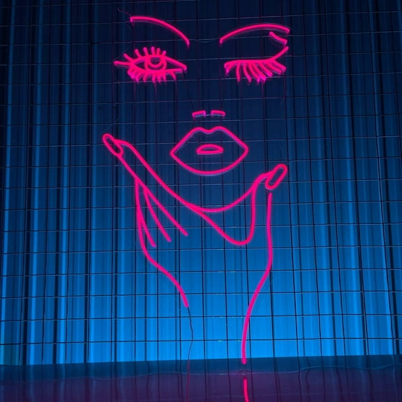 Glowneon Girl Art Face Neon Sign, Boutique Spa Beauty Wall Art Decor