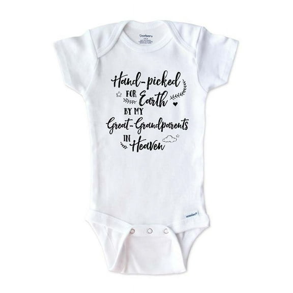 Memorial baby onesie - Hand-picked for Earth by my Great-Grandparents in Heaven - surprise baby birth pregnancy announcement - White 3-6 Months