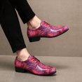 thumbnail image 3 of Men's Blue Galaxy Cracked Print Oxford Shoes Low Heel Shiny Lace Up Fashion Party Stage Formal Leather Shoes, 3 of 5