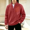 thumbnail image 2 of Mens Winter Pullover Warm Outwear Coat Solid Color Half Zipper Stand Up Collar Casual Outerwear With Zippered Pockets Daily Commute Street Style, 2 of 6