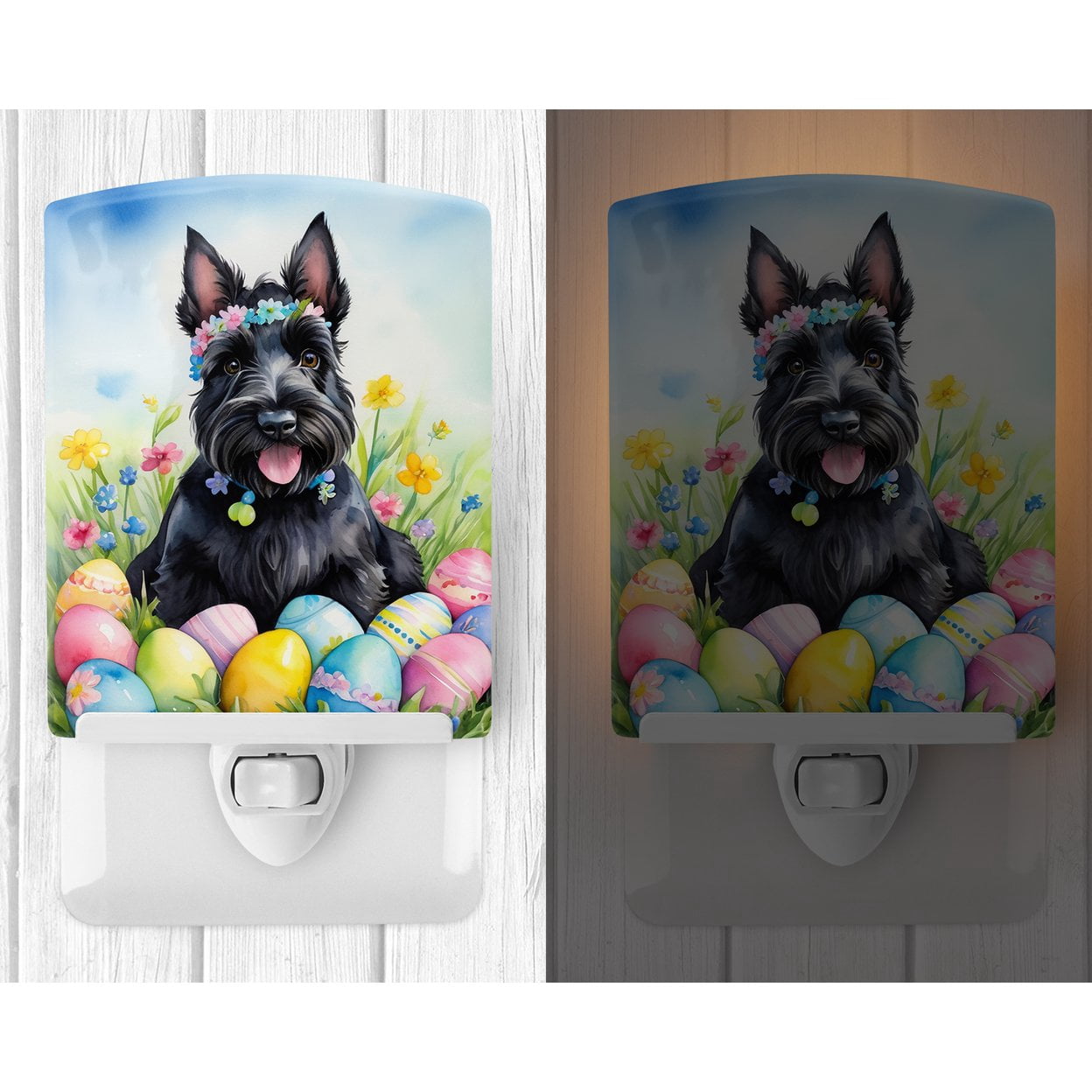 Scottish Terrier Easter Egg Hunt Ceramic Night Light 4 in x 6 in