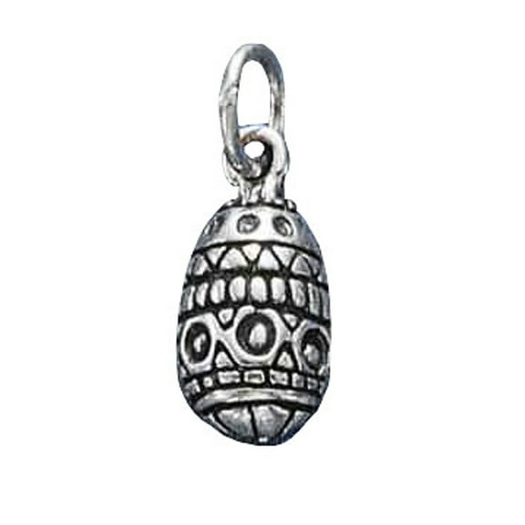 Sterling Silver 16" .8mm Box Chain Domed Faberge Easter Egg Pendant Necklace