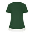 thumbnail image 5 of QLEICOM Women's Casual Short Sleeve Henley Crewneck Loose Fit Pleated Tunic Shirt Blouse Tops Fake Two Pieces Pleated Button T-Shirt Green S, US Size:4, 5 of 5