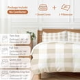 thumbnail image 6 of 3 Piece Beige Plaid Duvet Cover Set California King,Microfiber Comforter/Quilt Cover with Corner Ties and 2 Pillowcases,Spring Summer Farmhouse Buffalo Checkered Soft Bedding with Zipper Closure, 6 of 8