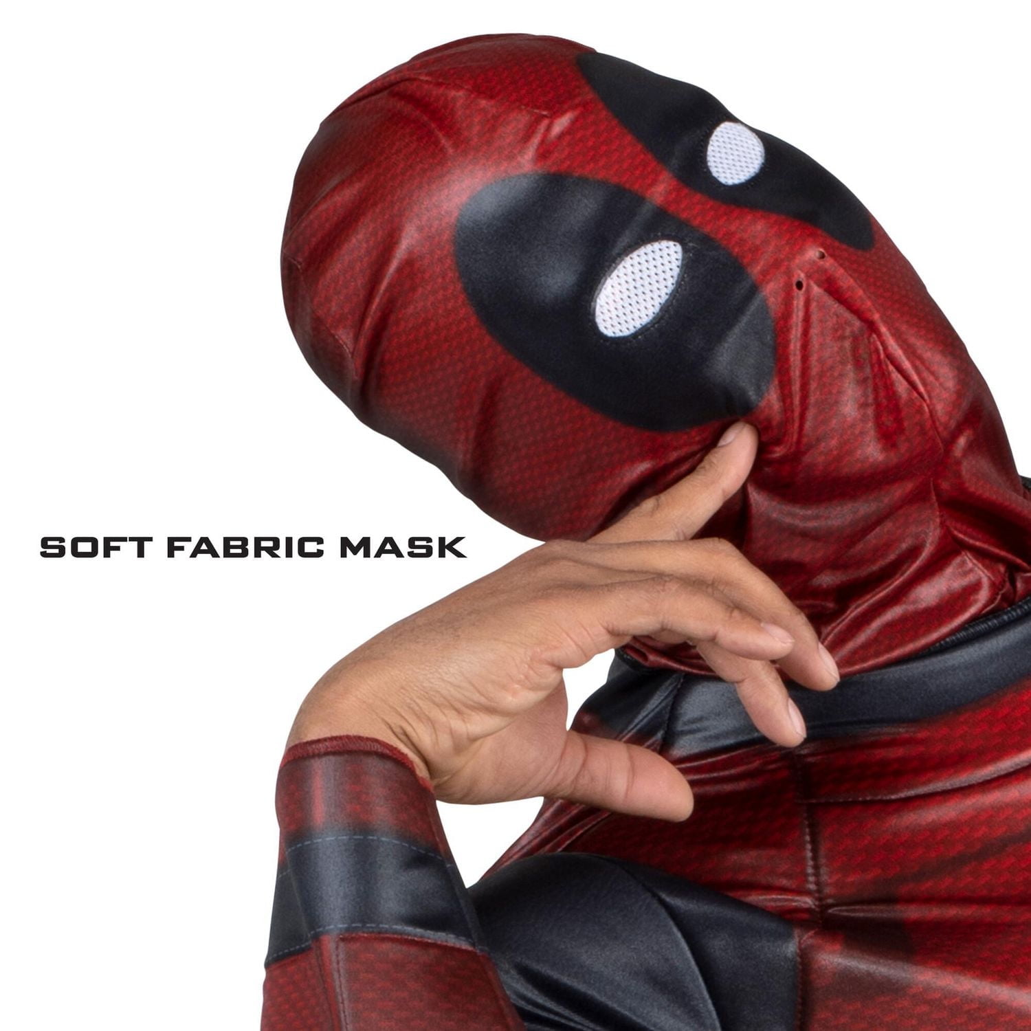 MARVEL’S DEADPOOL QUALUX COSTUME (ADULT) - Poly Jersey Jumpsuit Stuffed with Polyfill and Fabric Mask