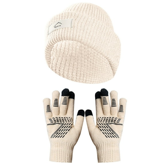 YESIMOLA Fisherman Beanie Hat and Glove Plain Skull Hat Watch Cap Winter Warm Hats Soft Knit Hat Classic Roll Up Edge Skullcap Winter Hooded Children's Warm Ear Knitted Wool Hat