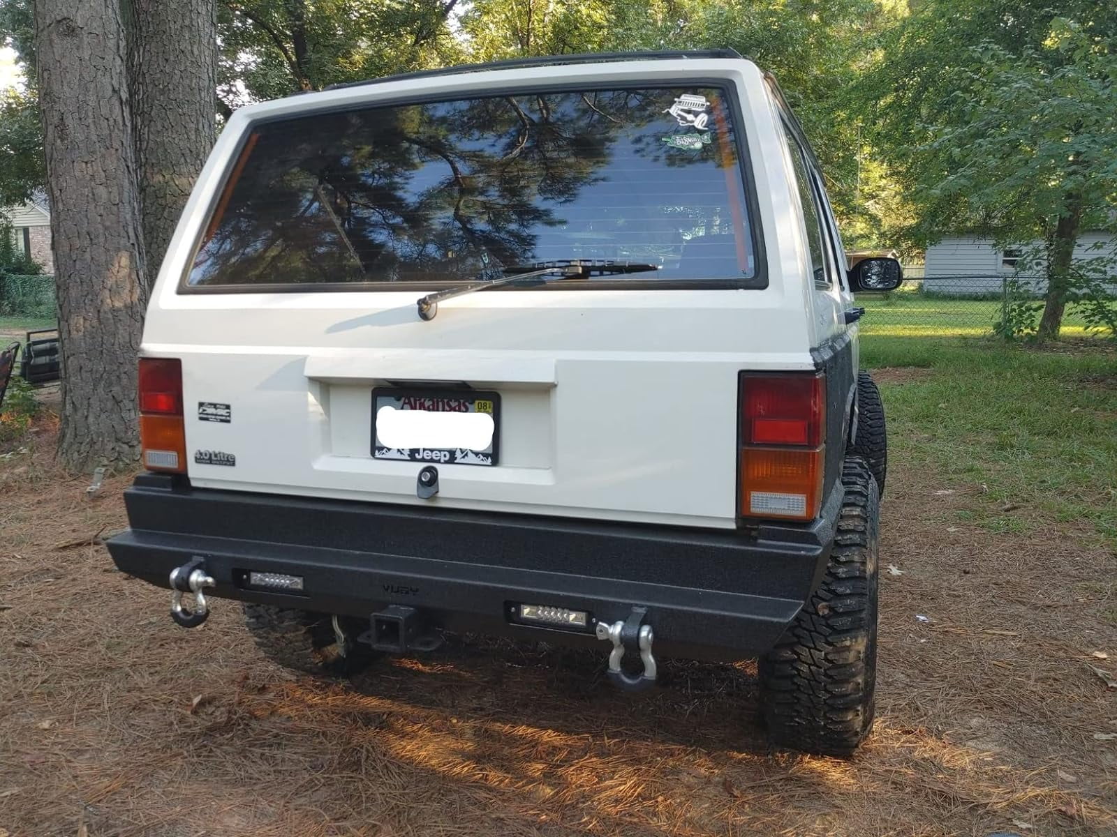 Vijay Compatible with 1984-2001 Jeep Cherokee XJ Front and Rear Bumper Textured Black Steel with Light and D-ring