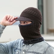 Balaclava Face Mask Men -Knit Beanie Ski Masks Neck Gaiter with Ears Covers for Running Outdoor, Mens Winter Hats for The Cold, Thermal Womens Adult Brimmed Ninja Caps