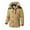 Khaki, variant on Men's Casual Solid Zipper Pocket Long Sleeve Coat Furry Collar Hat Detachable Parkas Warm Coat