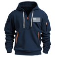 thumbnail image 2 of Dezsed Men's Fleece Hoodies Casual Long Sleeve Drawstring 1/4 Zipper Athletic Workout Pullover Sweatshirts for Men Navy 3XL, 2 of 5