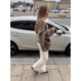 thumbnail image 4 of Cárdigan de punto de Color liso para mujer, Jersey elegante con cuello en V, manga larga con botonadura única y bolsillo, ropa de viaje para otoño, 4 of 5