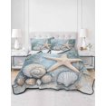 thumbnail image 3 of Coastal Starfish Queen Size Down Alternative Comforter,Lightweight Comforter Quilt Bedding Set with Pillow Shams Beach Summer Starfish Nautical Shell Blue Bed Comforter Duvet Insert 90"x96", 3 of 7